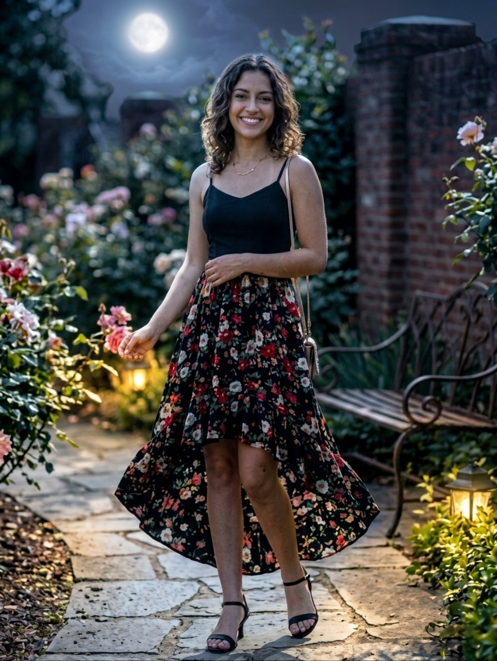 🥀EUC Vibe Sportswear "Coming Up Roses🥀 VINTAGE High-Low Dress" Black🖤 Sz XL🥀